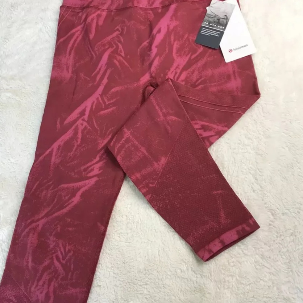 Lululemon ebb to street dye red tight leggings gym - Picture 6 of 7